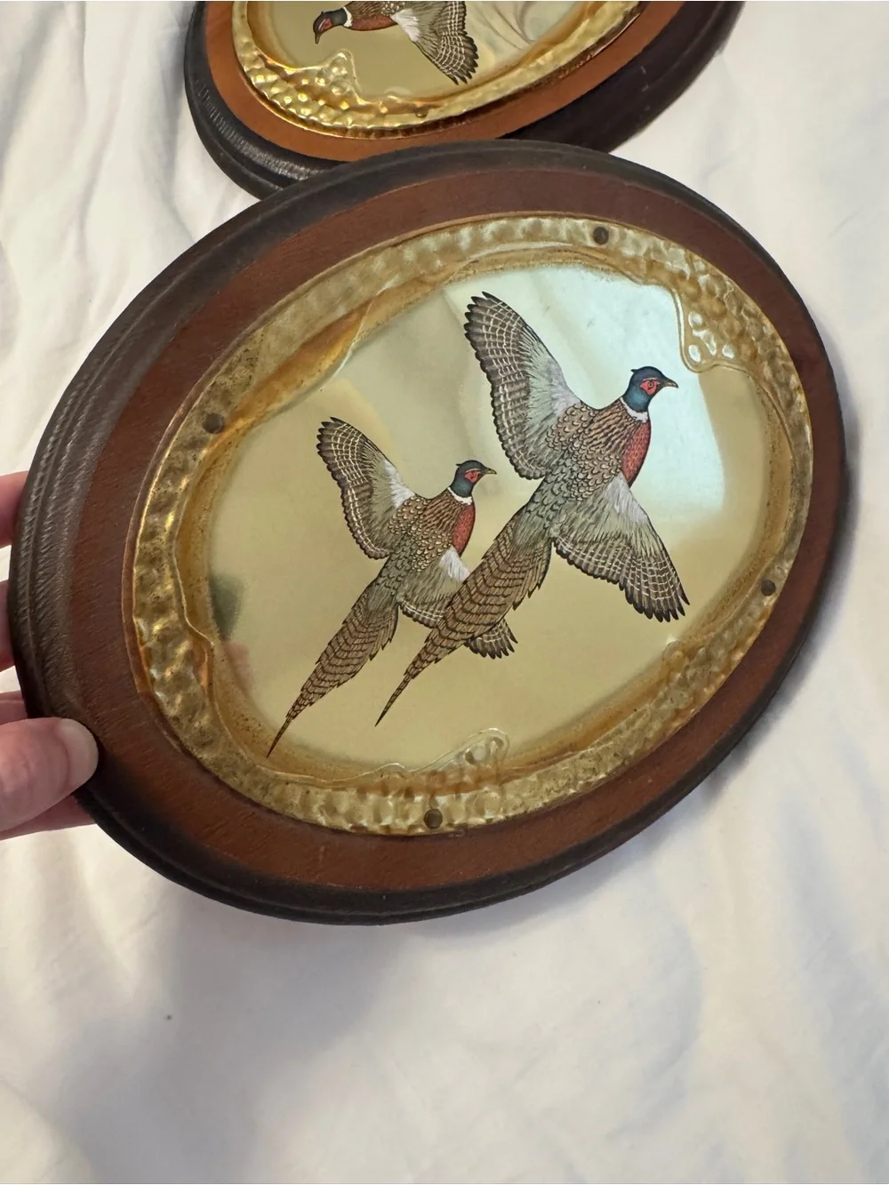 Vintage mid century pheasant wall decor lot of 2
